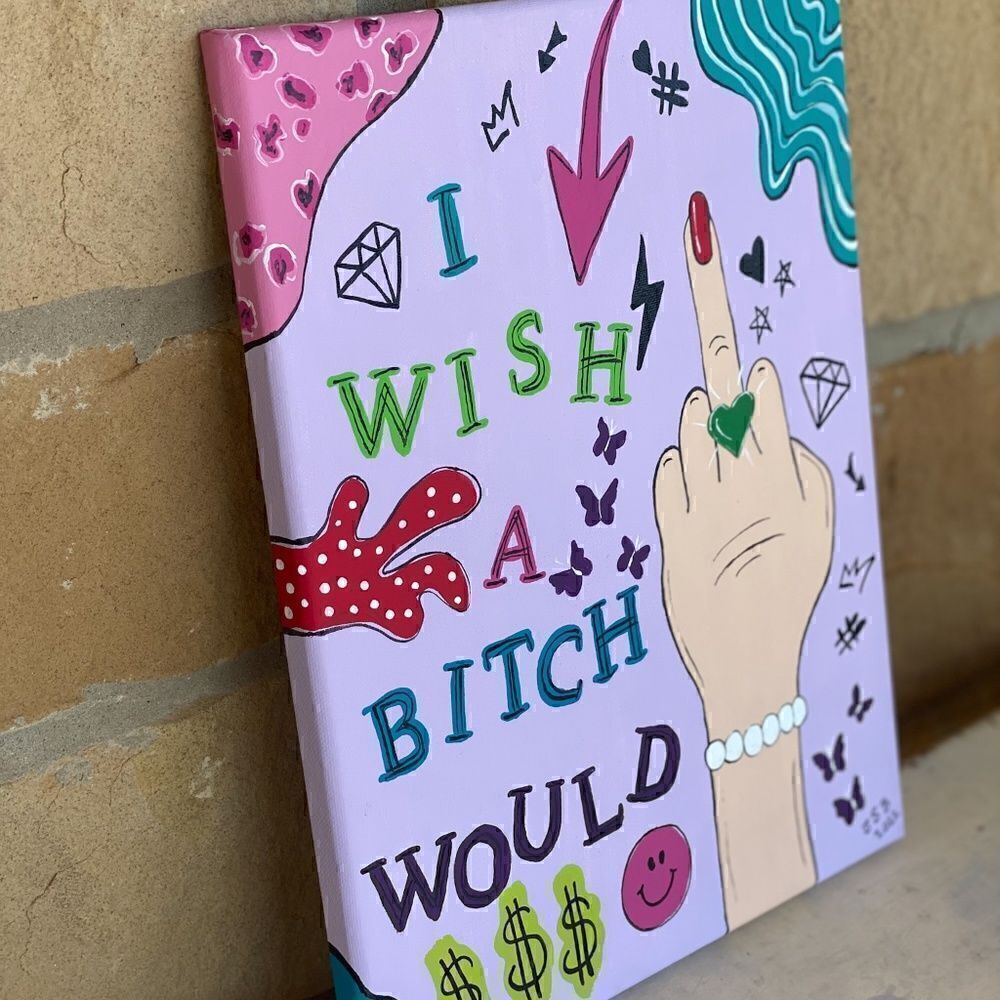 I Wish You Would Hand Painted Canvas - Picture 4 of 5